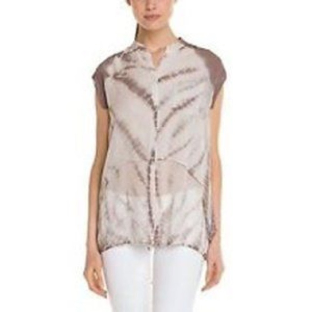 Young Fabulous & Broke Tie Dye Cream and Brown Blouse